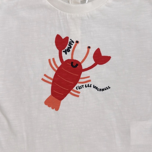 NWT Cadet Rousselle Paris French Baby Lobster Short Sleeve Tee Shirt - Size 12M - Picture 2 of 5